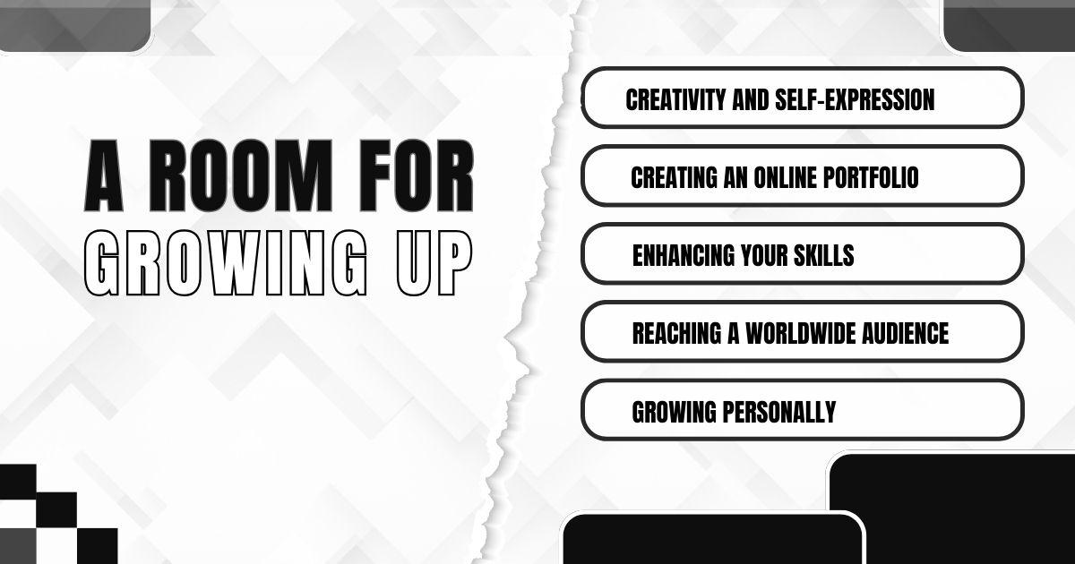 A graphic titled 'A Room for Growing Up' with five key development areas listed.